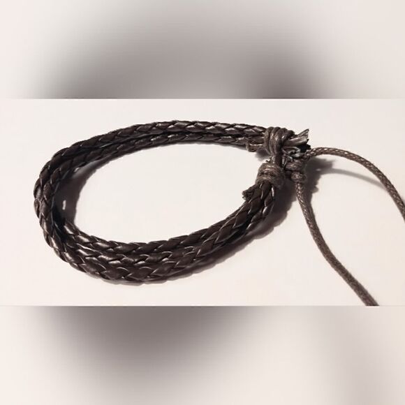 Men's leather bracelet layered braided brown new d79 - Picture 1 of 1